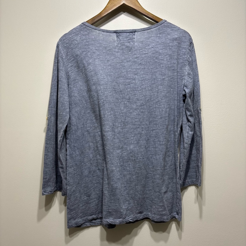 Point Zero “My Head Says Gym My Heart Says Tacos” Graphic 3/4 Sleeve Top Blue M - Picture 5 of 9